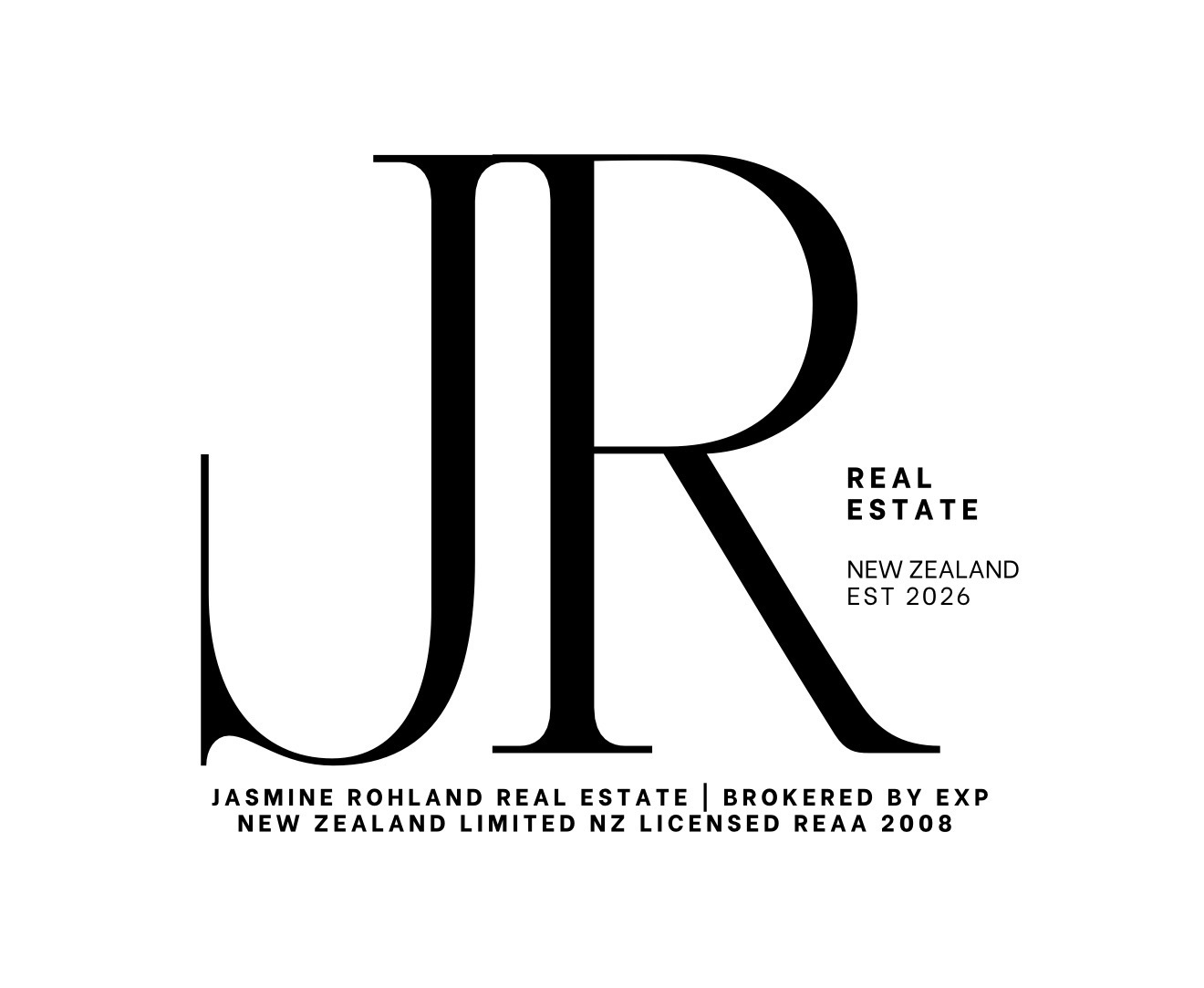 JR Real Estate logo — Jasmine Rohland Real Estate, brokered by eXp New Zealand Limited, NZ licensed REAA 2008
